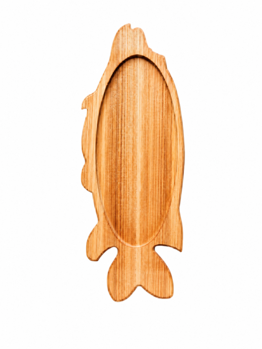 Fish Shaped Wooden Serving Platter Handcrafted Wooden Tray for Snacks Seafood Decorative Tableware Board