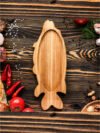 Fish Shaped Wooden Serving Platter Handcrafted Wooden Tray for Snacks Seafood Decorative Tableware Board