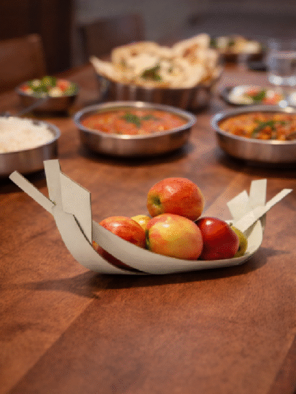 Modern Sculptural Wooden Fruit Bowl | Minimalist Designer Table Bowl | Decorative Kitchen & Dining Décor