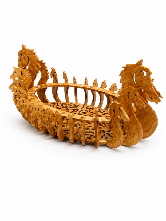 Handcrafted Wooden Peacock Basket Laser Cut Decorative Fruit & Storage Basket Artistic Tabletop Décor