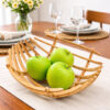 Handcrafted Wooden Slat Fruit Basket Modern Open Design Fruit Bowl Decorative Kitchen & Dining Organizer