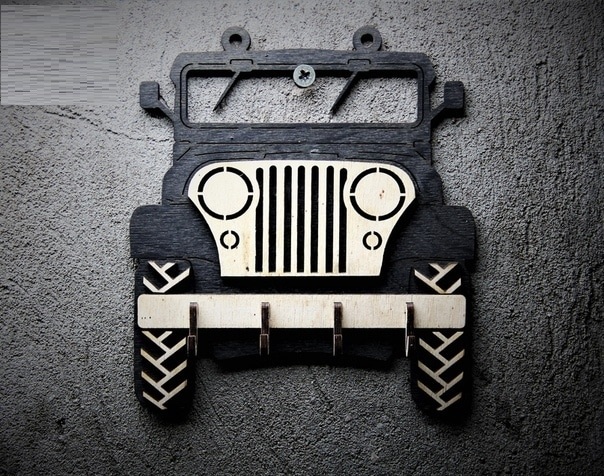 3D Wooden Jeep Wall Décor | Rustic Vehicle-Themed Wall Art