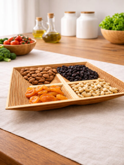 Premium-Wooden-Dry-Fruit-Serving-Tray-4-Compartments-Decorative-Snack-Organizer-Platter
