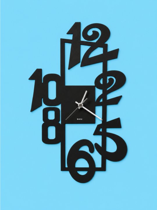 Abstract Geometric Deconstructed Wall Clock | Matte Black Vertical Numeric Collage Contemporary Art Decor Timepiece - Image 4