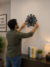 Modern Typographical Spoke Wooden Wall Clock | Creative Matte Black Asymmetric Word Numeral Designer Timepiece