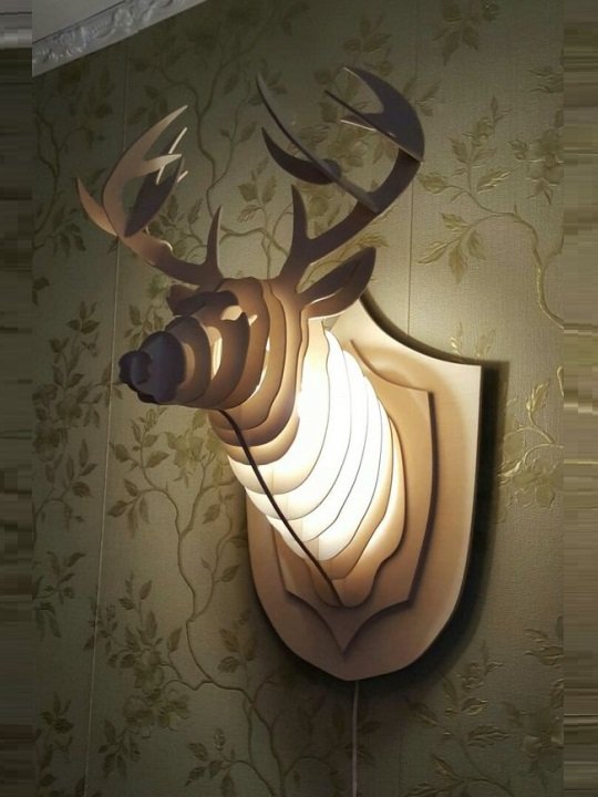 3D Wooden Deer Head Wall Lamp LED Light Decorative Wall Art for Home Décor - Image 4