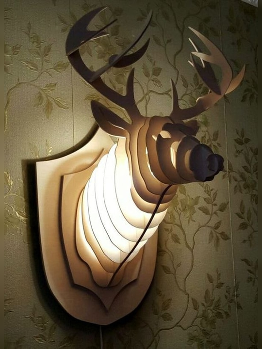 3D Wooden Deer Head Wall Lamp LED Light Decorative Wall Art for Home Décor - Image 3