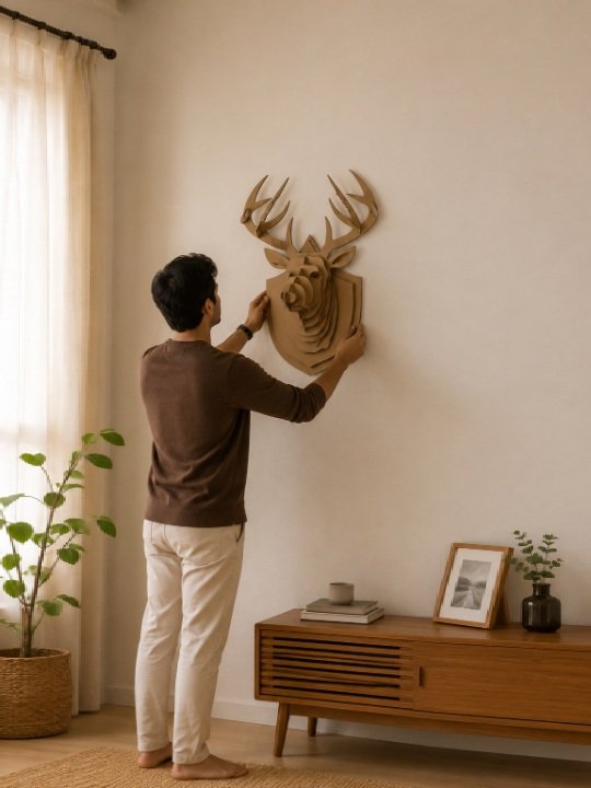 3D Wooden Deer Head Wall Lamp LED Light Decorative Wall Art for Home Décor - Image 5