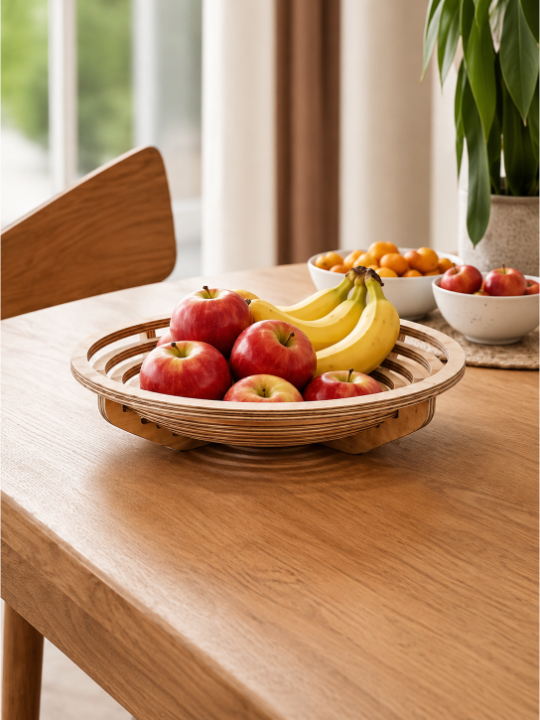 SHIU_Handcrafted Layered Wood Serving Decor Bowl