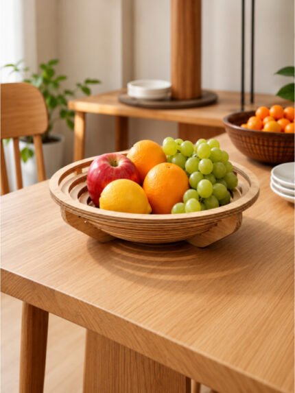 Harvest Wooden Bowl | Handcrafted Layered Wood Serving & Décor Bowl | Natural Tableware Accent