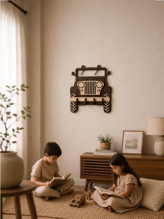 Wooden Jeep Key Holder Wall Mount Laser Cut Decorative Key Organizer for Home Décor - Image 3