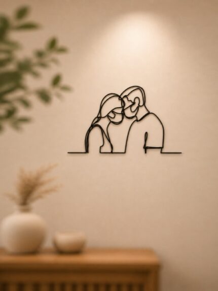 Minimalist Couple Line Art Wall Decor Wooden Laser Cut Romantic Home Decorative Frame Piece