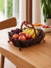 Wooden Basket with Handle | Decorative Storage & Fruit Basket | Handcrafted Tabletop Organizer