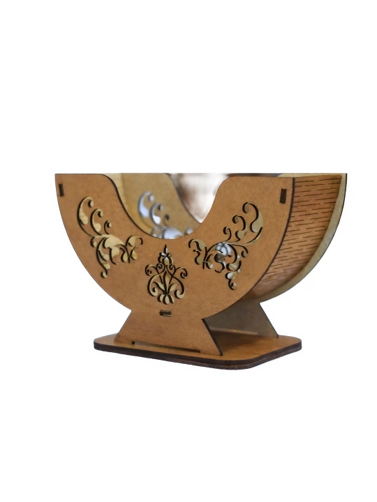 Wooden-Decorative-Bowl-Handcrafted-Floral-Design-Holder-Tabletop-Decor-Storage-Accent