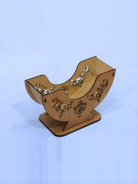 Wooden Decorative Bowl Handcrafted Floral Design Holder Tabletop Decor & Storage Accent