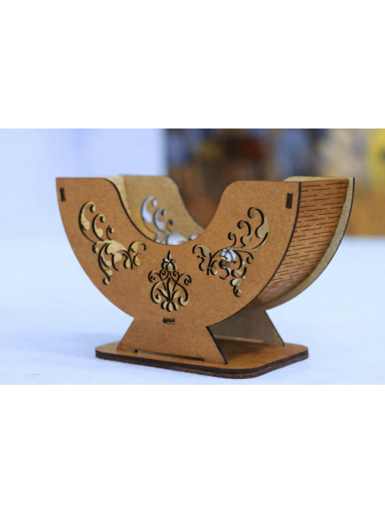 Laser Cut Wooden Decorative Bowl | Handcrafted Floral Design Holder | Tabletop Décor & Storage Accent