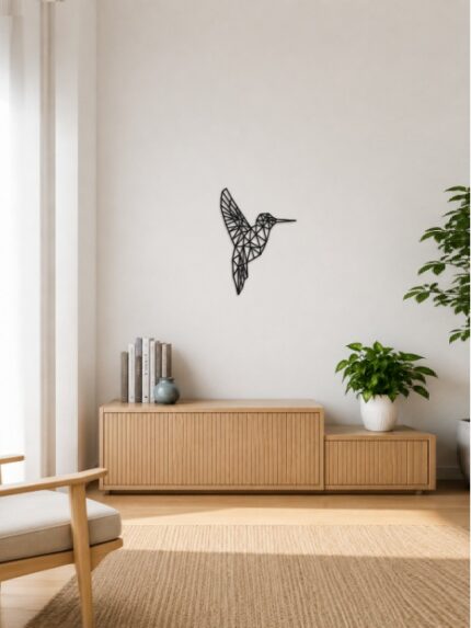 Geometric Hummingbird Metal Wall Art Minimalist Bird Decor Living Room Bedroom Modern Home