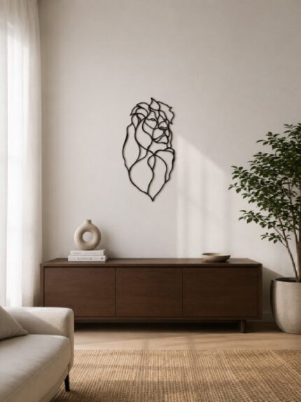 Abstract Lion Metal Wall Art Line Design Minimalist Animal Decor Bedroom Living Room Modern