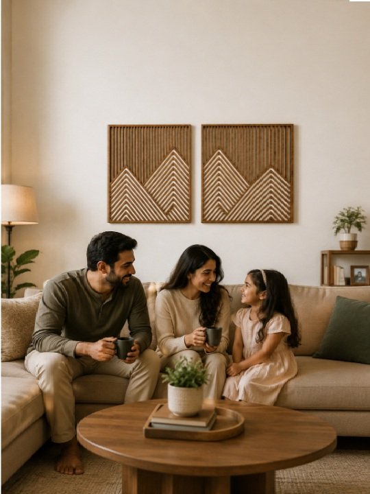Modern Wooden Geometric Wall Art Set Laser Cut Decorative Panels for Home Interior Décor - Image 3