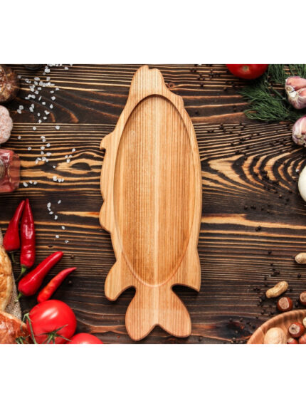Fish Shaped Wooden Serving Platter | Handcrafted Wooden Tray for Snacks & Seafood | Decorative Tableware Board