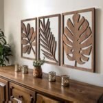 Handcrafted Wooden Tropical Leaf Wall Art Set Framed Decorative Panels for Modern Home Décor