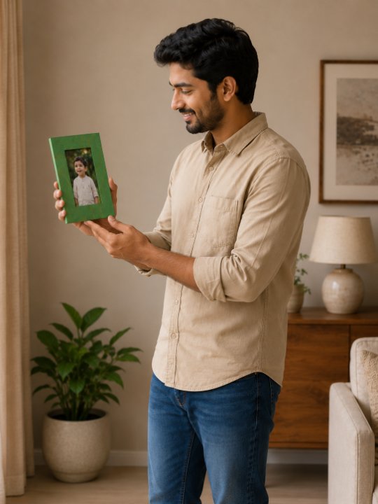 Handmade Green Textured Desktop Photo Frame Eco Friendly Table Picture Frame for Home Office