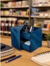 Blue Marble Folding Cube Desk Organizer Multi Functional Stationery Holder and Storage Caddy