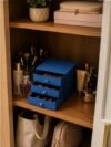 3 Drawer Blue Desktop Makeup Organizer Case Premium Jewelry Storage Box Vanity Chest