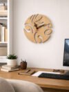 Abstract Geometric Flow Wooden Wall Clock | Precision Laser-Cut Integrated Numeral Contemporary Light Oak Decor Timepiece