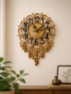 Ornate Victorian Filigree Wooden Wall Clock | Luxury Laser-Cut Antique Lace Tear-Drop Designer Statement Timepiece