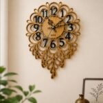 Ornate Victorian Filigree Wooden Wall Clock | Luxury Laser-Cut Antique Lace Tear-Drop Designer Statement Timepiece