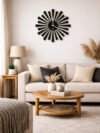 Mid-Century Modern Sunburst Wall Clock  Matte Black Radial Spoke Geometric Silhouette Contemporary Designer Timepiece