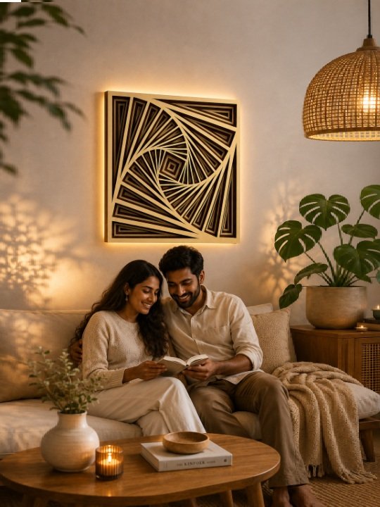 Abstract Wooden Spiral Wall Panel | Modern Laser Cut Decorative Art for Stylish Interiors - Image 3