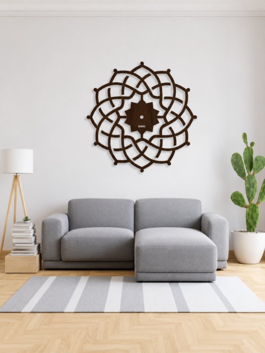 Modern Geometric Mandala Open-Face Wall Clock Celtic Knot Abstract Silhouette Designer Timepiece