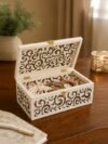 Elegant Wooden Jewelry Storage Box with Lid Lock, Decorative Organizer Gift Case Keepsake Holder