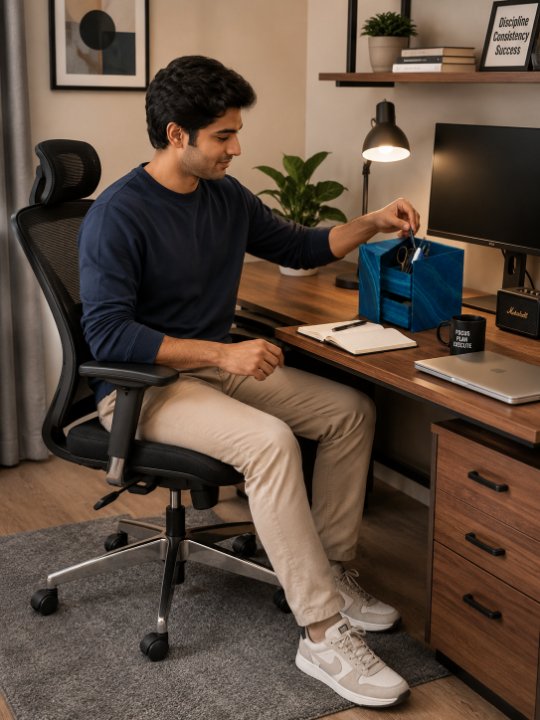 Blue Marble Folding Cube Desk Organizer Multi Functional Stationery Holder and Storage Caddy - Image 3