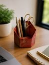 Hexagonal Marble Print Desktop Organizer and Multi-Purpose Stationery Caddy