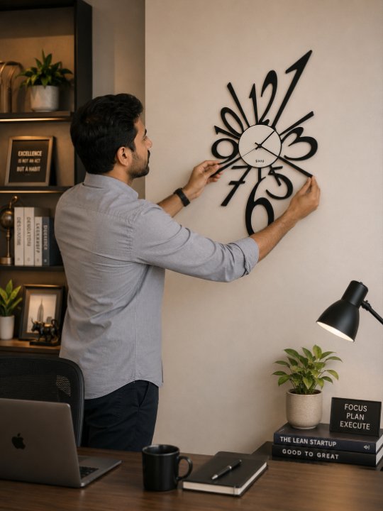 Modern Exploding Numbers Wall Clock | Abstract Asymmetric Burst Silhouette Contemporary Designer Timepiece - Image 3
