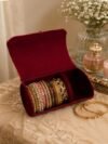 Cylindrical Velvet Bangle Box Roll Holder and Traditional Bridal Chura Organizer Case