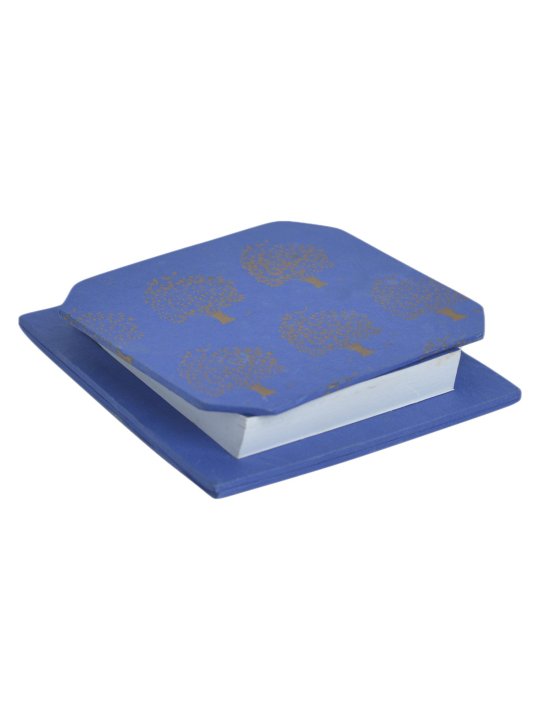 Premium Blue Leatherette Desktop Memo Pad Holder with Tree Print Cover and To-Do Notepad - Image 5