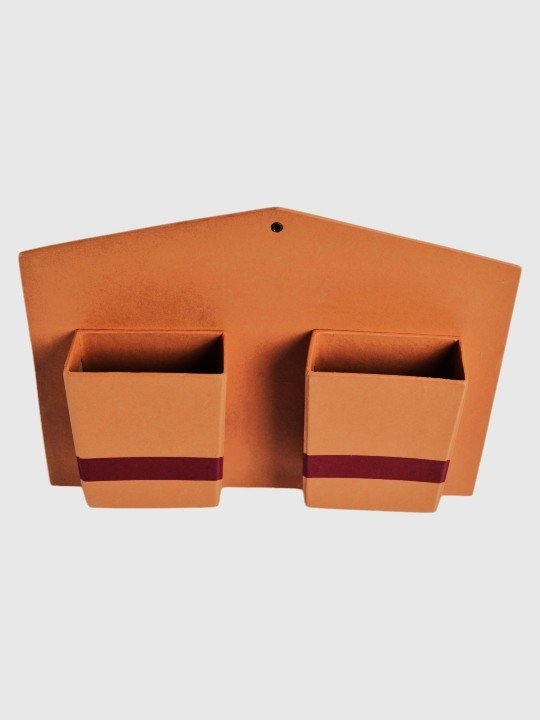 Handmade Wall Hanging Dual Pocket Organizer Eco Friendly Paper Stationery and Mail Holder - Image 5
