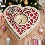 Heart Shape Wooden Gift Box Laser Cut Floral Design Romantic Storage Case Jewelry Chocolate Organizer