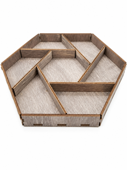 Hexagon Wooden Dry Fruit Serving Tray Handcrafted Multi-Section Snack Platter Decorative Tableware Organize