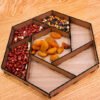 Hexagon Wooden Dry Fruit Serving Tray Handcrafted Multi-Section Snack Platter Decorative Tableware Organize