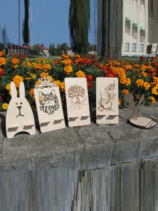 Wooden Designer Mobile Stand Set | Laser Cut Phone Holder with Animal & Nature Designs | Desk & Table Phone Stand