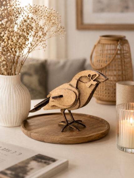Wooden Mechanical Bird Model | Laser Cut DIY Bird Sculpture | Handcrafted Desk & Home Décor Showpiece