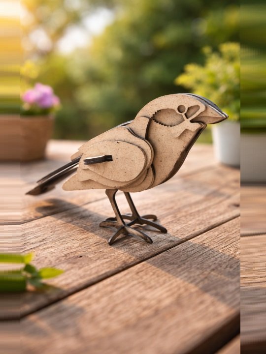 Minimalist Layered Wooden Bird Sculpture 5