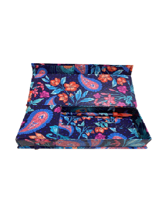 Peacock Paisley Print Multi Compartment Pencil Box 6