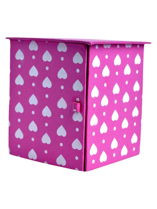 Pink Heart Print Folding Cube Desk Organizer Multi Functional Stationery and Jewelry Caddy - Image 5