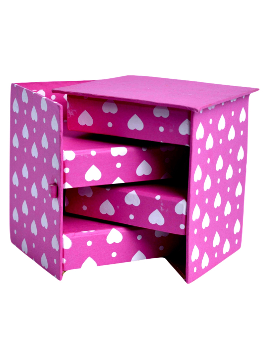 Pink Heart Print Folding Cube Desk Organizer 2